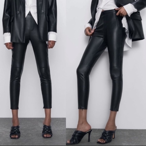 NWOT Zara Faux Leather Legging with Side Leg Zipper - Picture 1 of 10